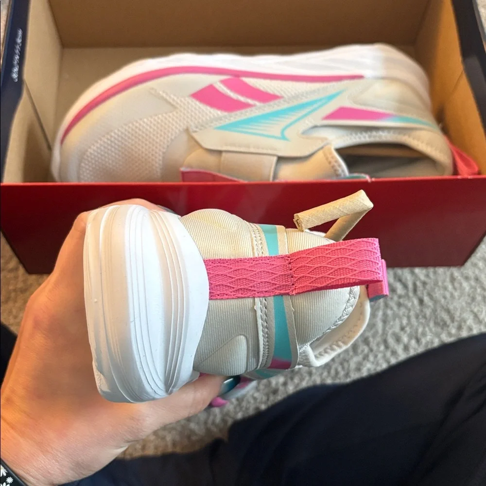NEW reebok slip on lite spinner grey pink and aqua